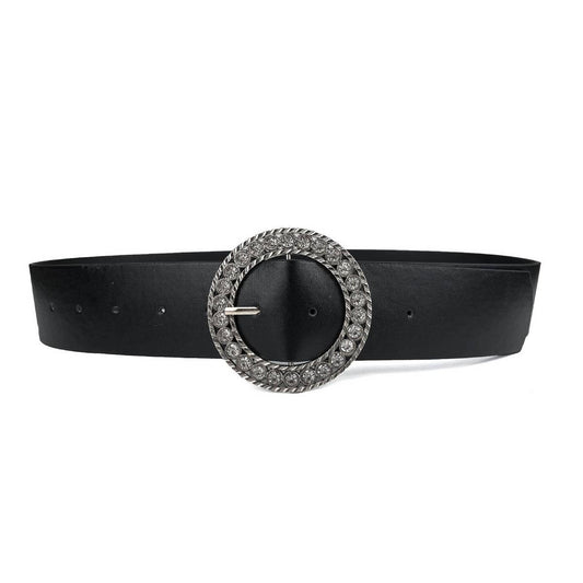 ROUND DIAMOND HOLLOW PIN BUCKLE BELT WITH DIAMOND_CWABE0689