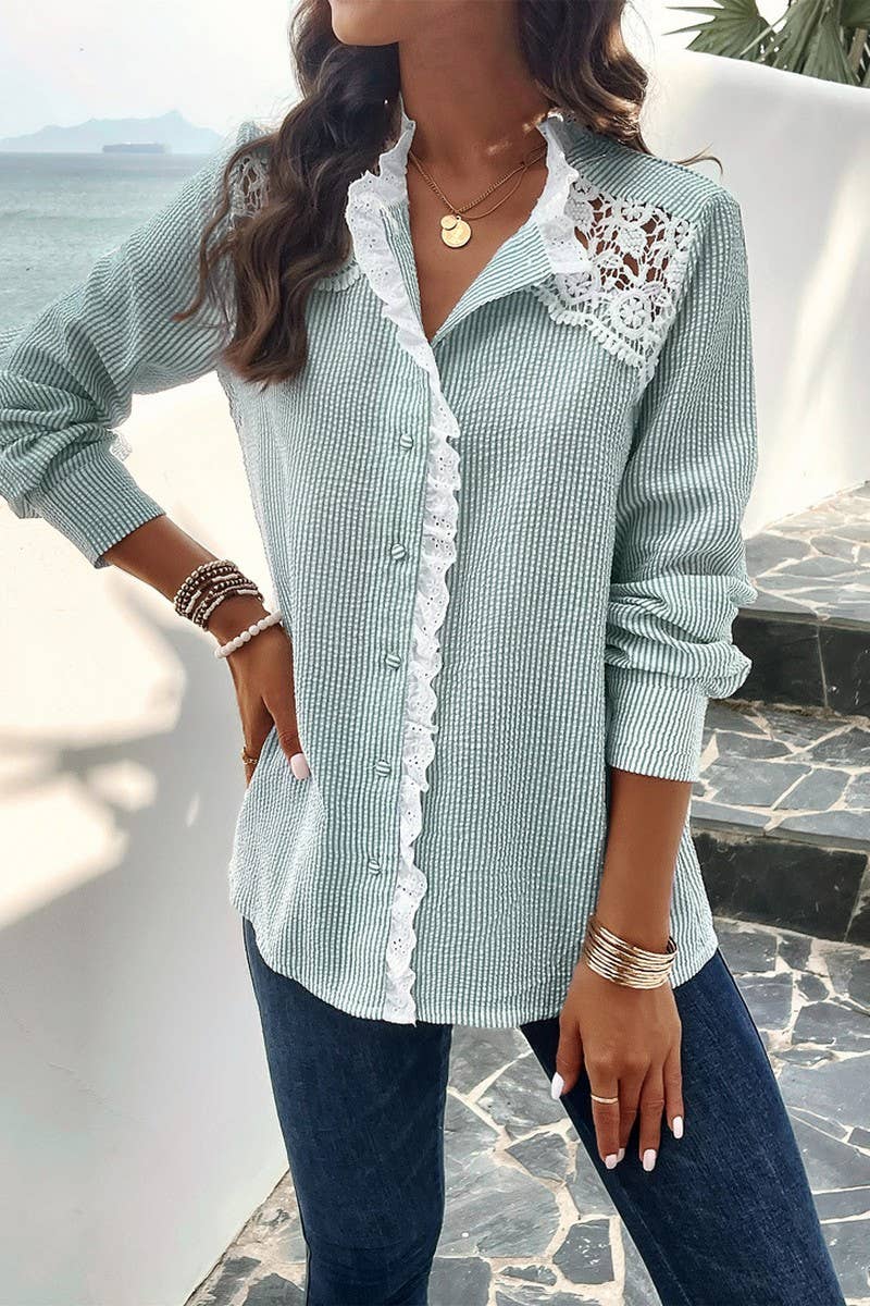 TEMPERAMENT COMMUTER STRIPED LONG SLEEVE SHIRT_CWTSTL0963