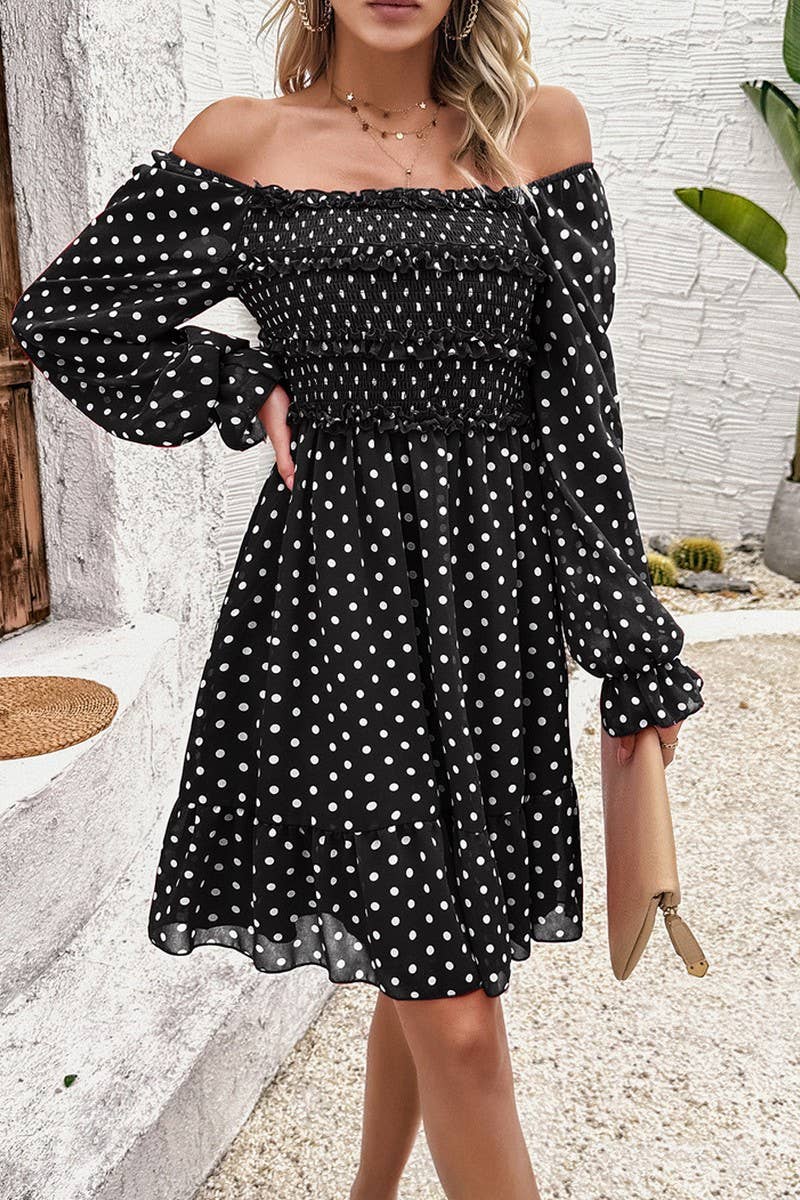 TEMPERAMENT CASUAL POLKA DOT DRESS_CWDSD2818