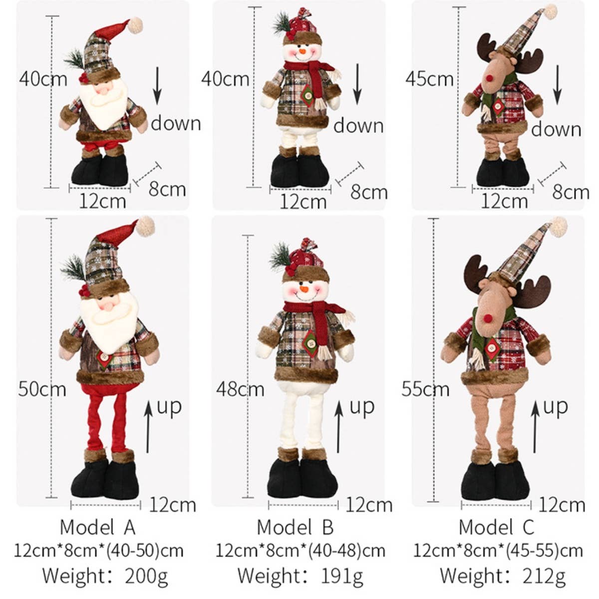 CWMM2993_SANTA CLAUS SNOWMAN DEER TELESCOPIC FIGURE