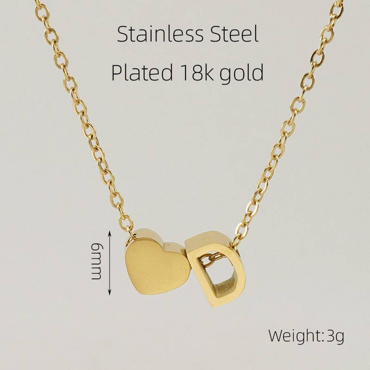 18K GOLD HEART LETTER PENDANT NECKLACE_CWAJE0692