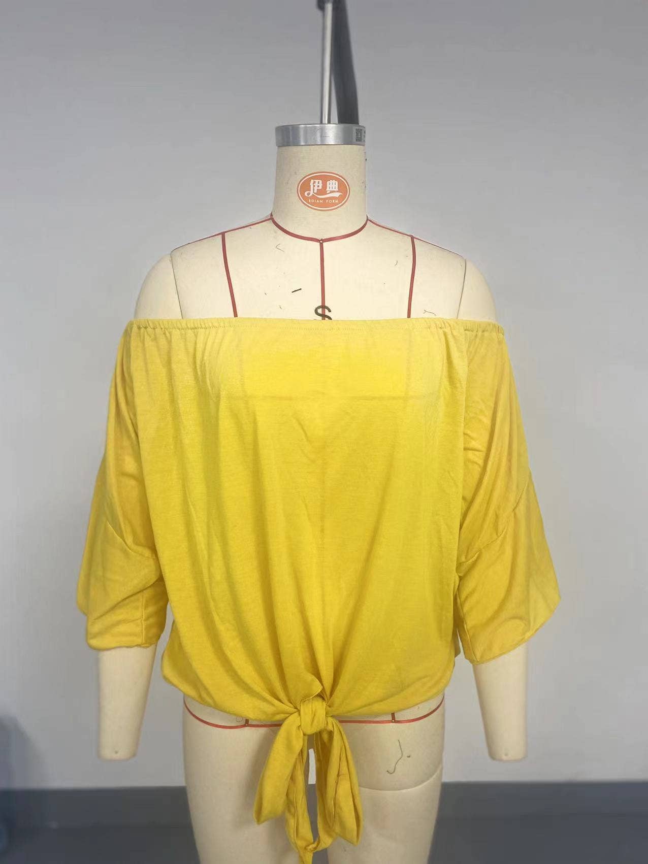 Solid-color one-shoulder casual T-shirt