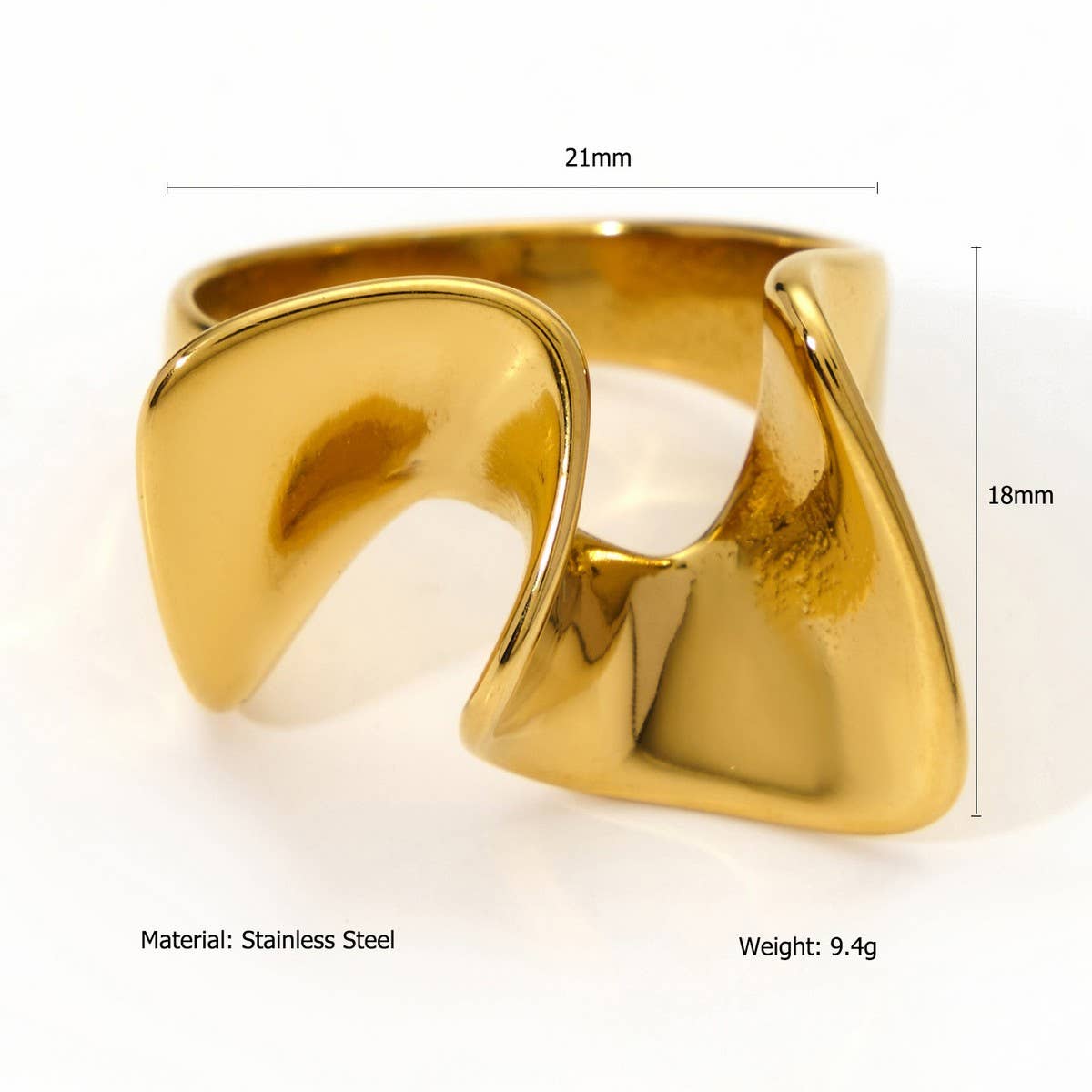 Irregular Stainless Steel Ring with Luxe Finish