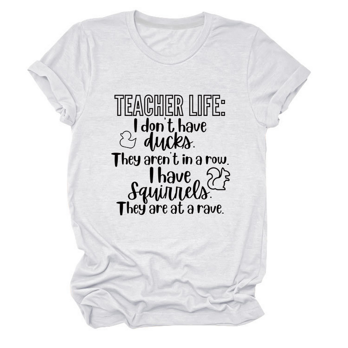 Casual Teacher Tee ??Round Neck Graphic Shirt_CWTTSL0479