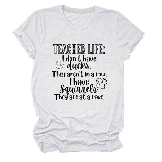 Casual Teacher Tee ??Round Neck Graphic Shirt_CWTTSL0479