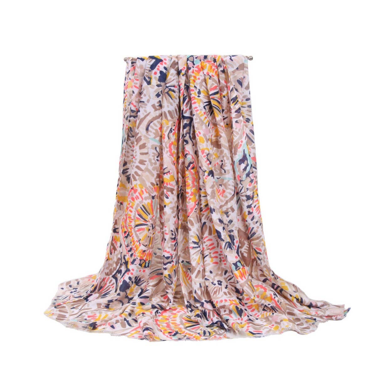 CLASSIC PRINT COLOR BLOCK SCARF SHAWL
