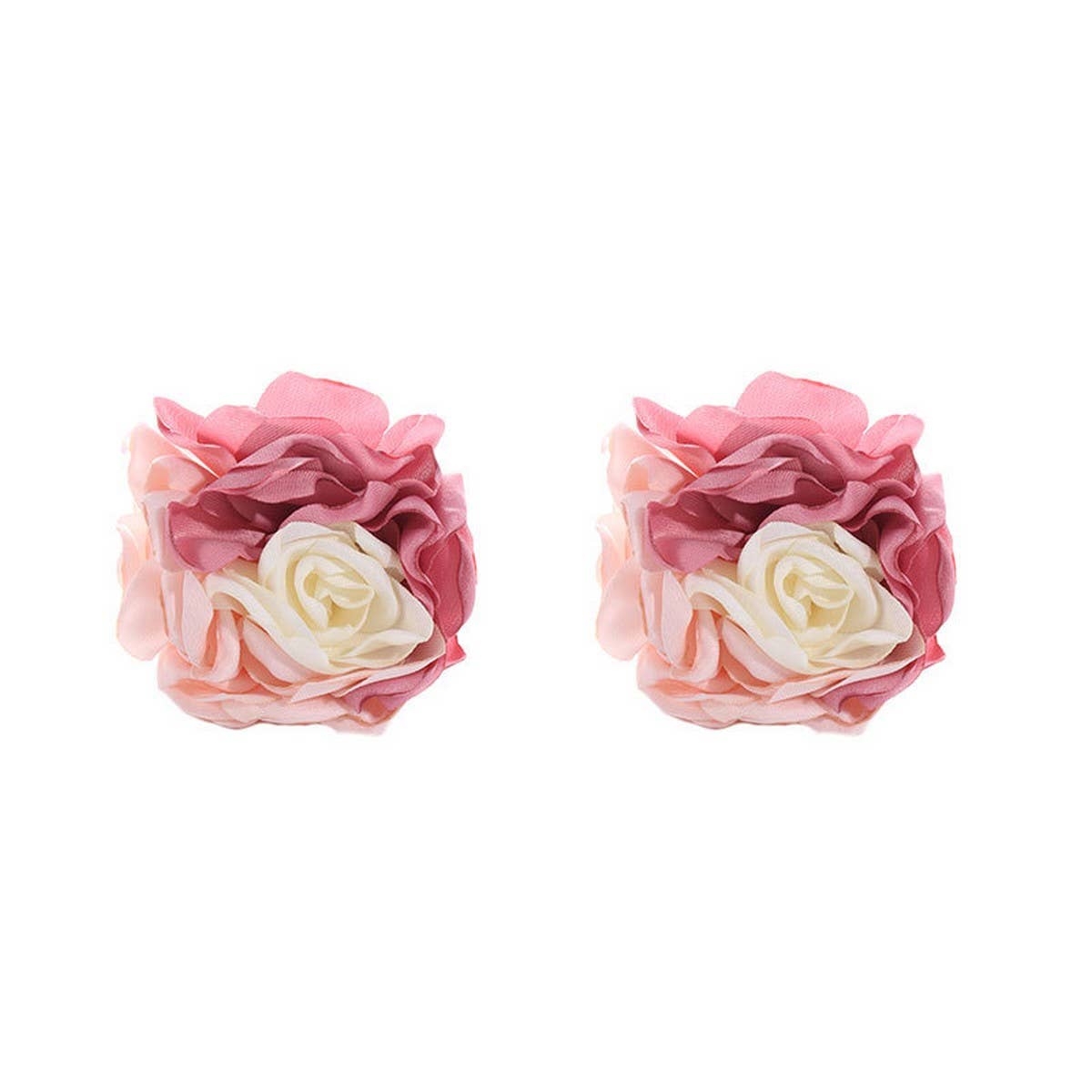Colorblock Fabric Flower Stud Trendy Earrings