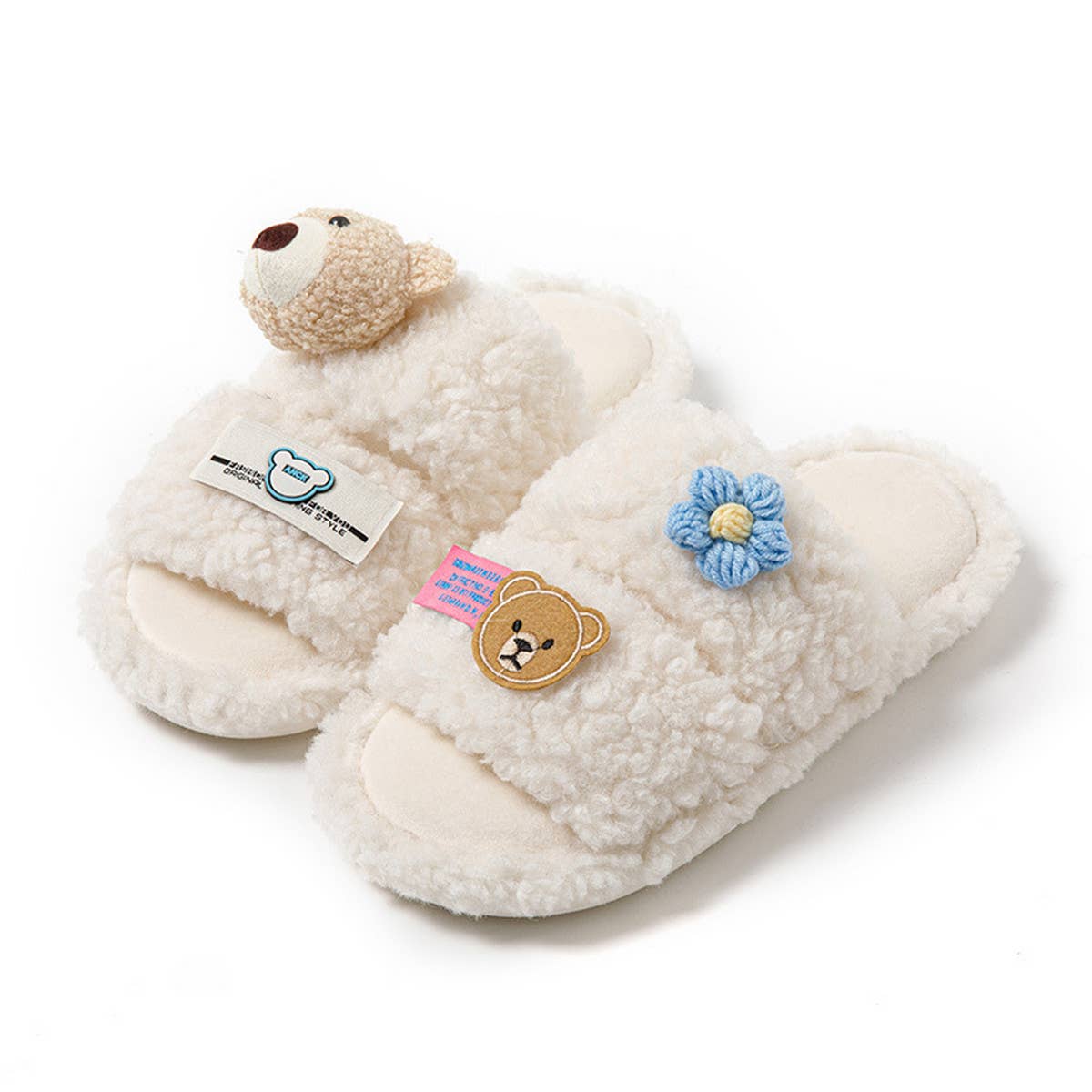 HOME DOUBLE BAR CARTOON OPEN COTTON SLIPPERS