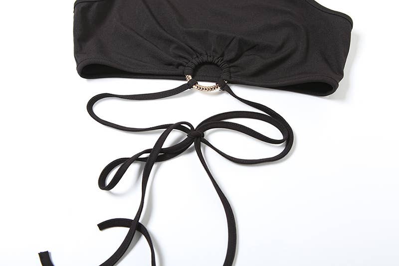 SEMI-HIGH NECK SEXY MIDRIFF HIP WRAP SLIM DRESS