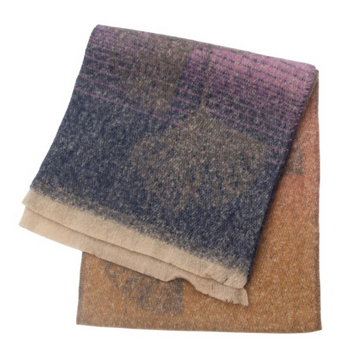 Ginkgo Jacquard Scarf ? Loop Yarn Fringe Winter