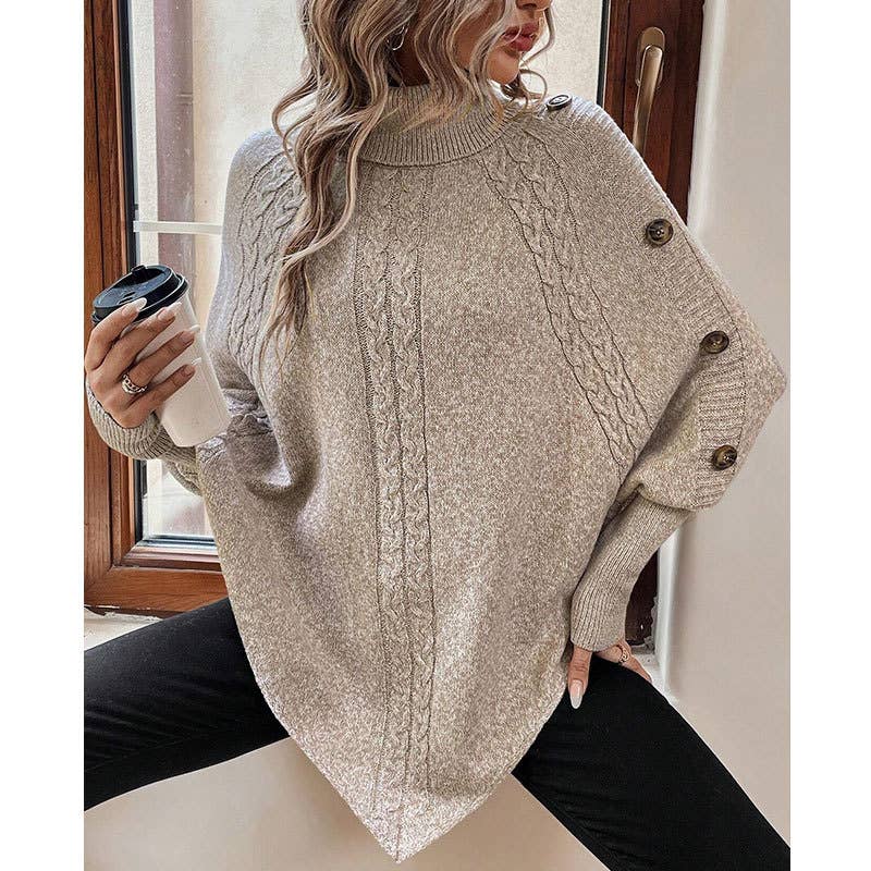 STYLISH HIGH-NECK LONG-SLEEVED BATSLEEVE KNITWEAR