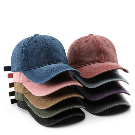 CWAH3207_PERSONALIZED WASHED DENIM PLAIN BASEBALL CAP