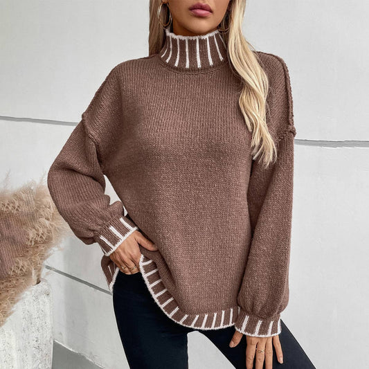 STRIPED PULLOVER BAGGY PLUS SIZE SWEATER TOP