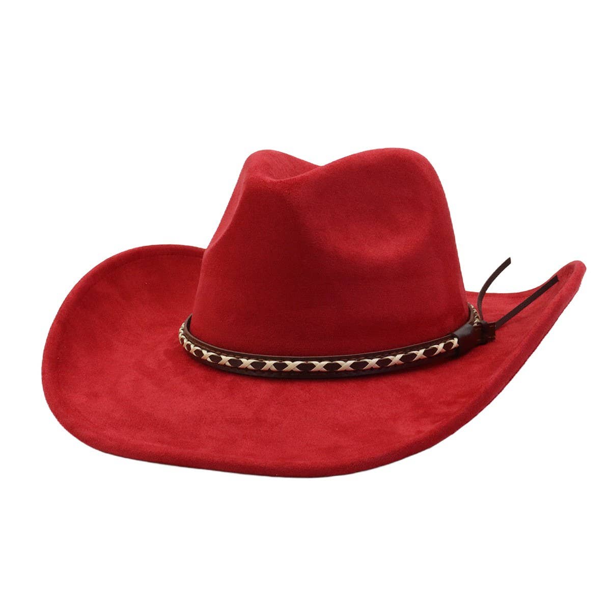 Soft Suede Western Cowboy Fedora Hat Ethnic Style_CWAH04401