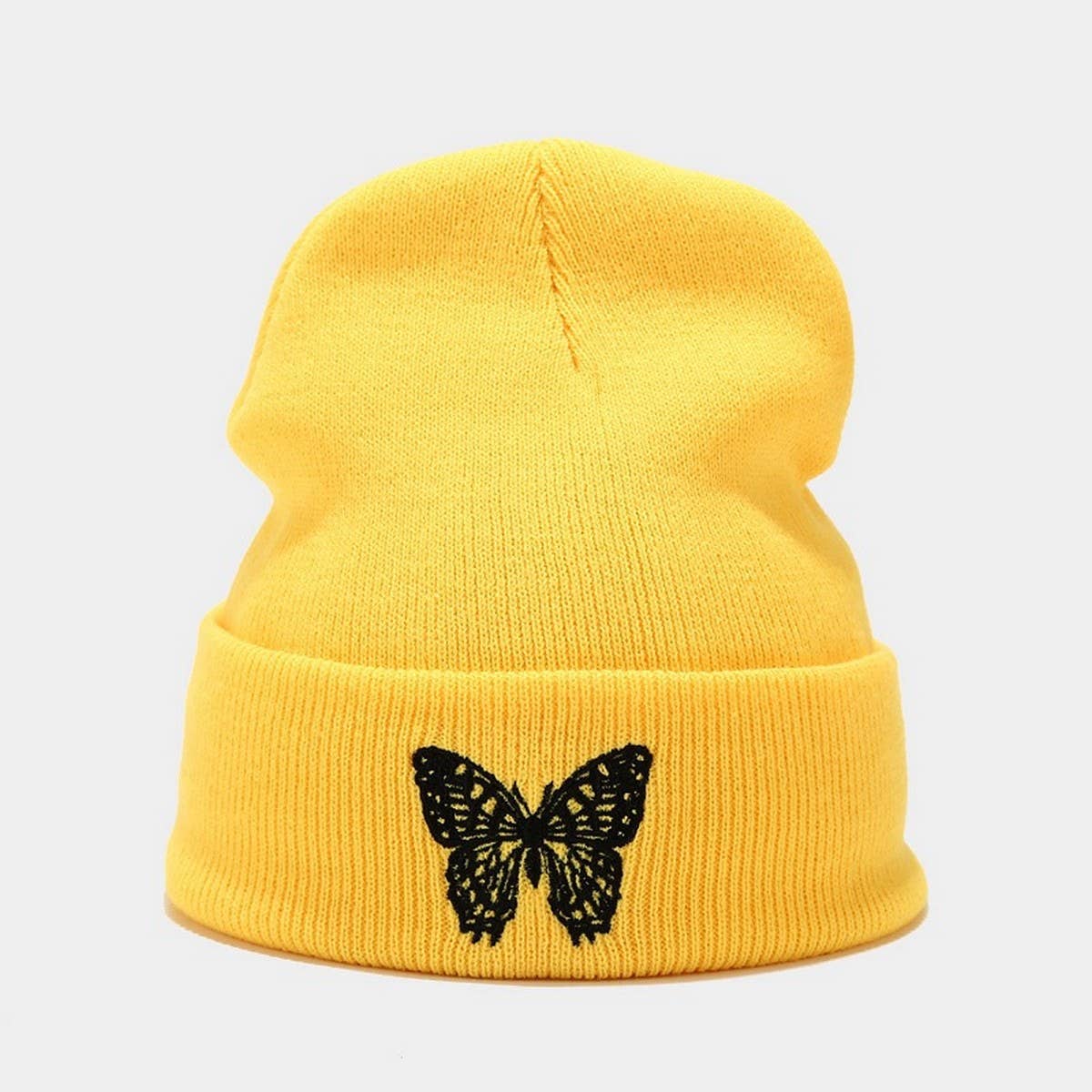 BUTTERFLY EMBROIDERY ALL-MATCH WARM KNITTED HAT_CWAH2132