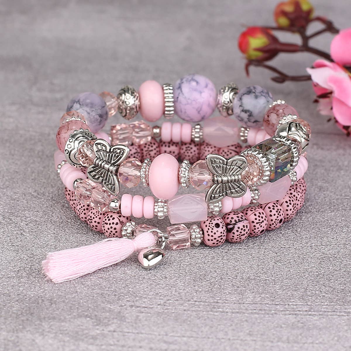 BUTTERFLY TASSEL PENDANT MULTI-LAYER BRACELET_CWAHA2476