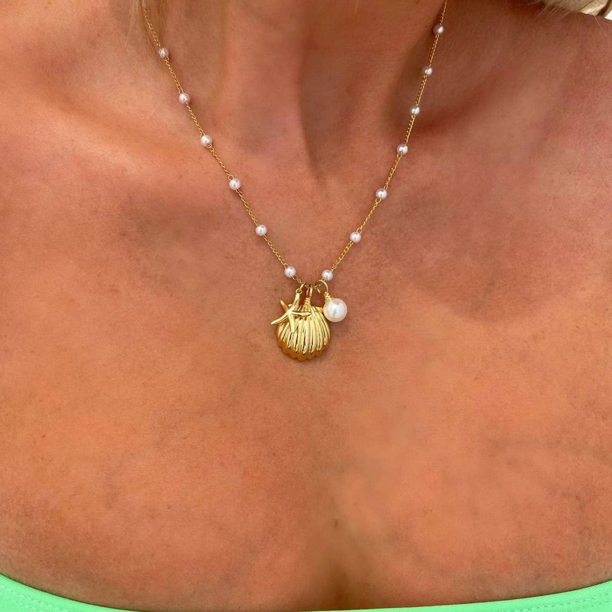 NEW FASHION RETRO SHELL PEARL STYLE NECKLACE