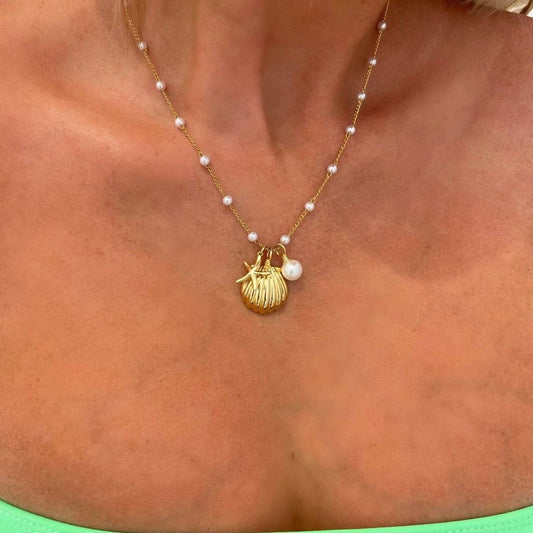 NEW FASHION RETRO SHELL PEARL STYLE NECKLACE