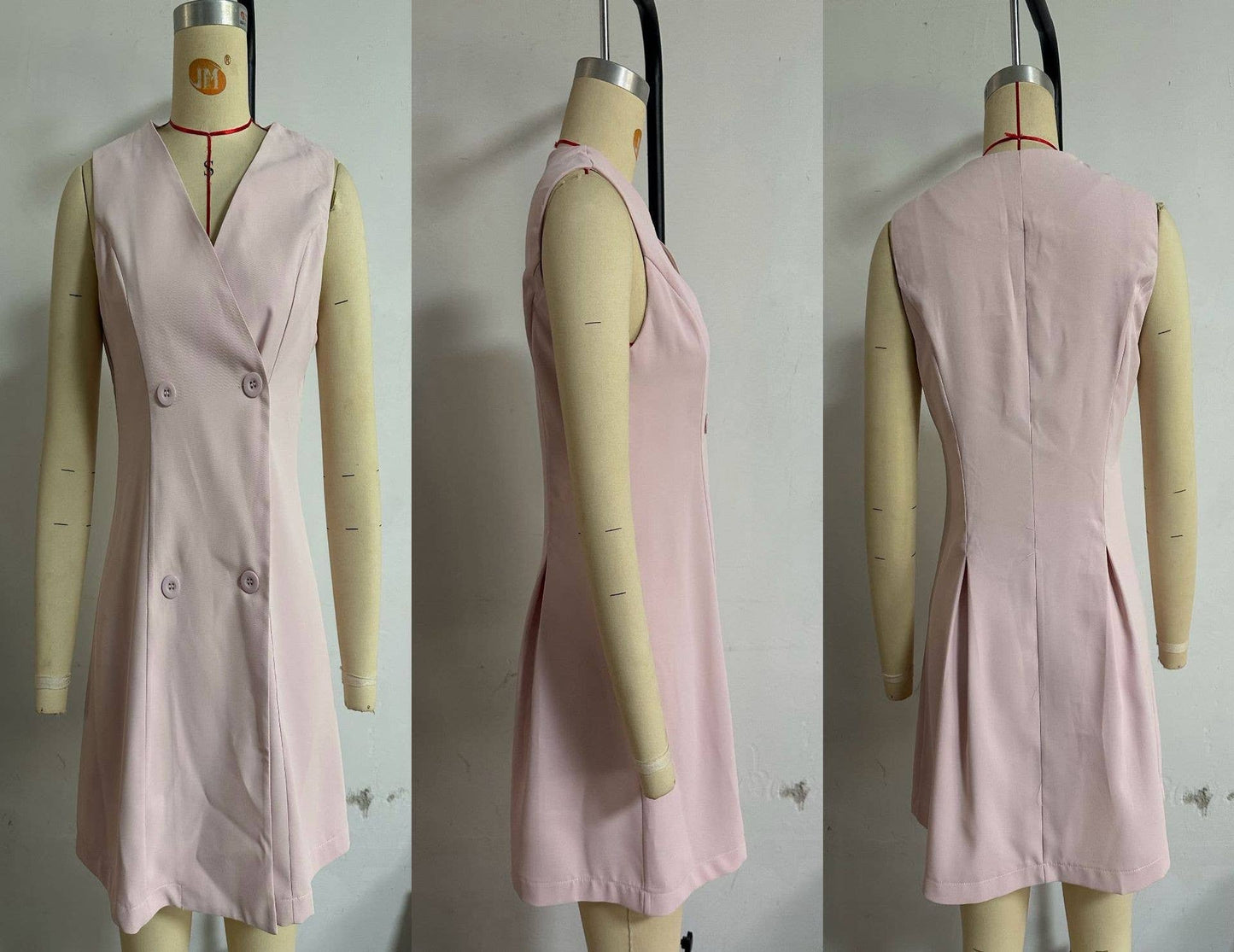 Street fashion solid-color sleeveless slim dress