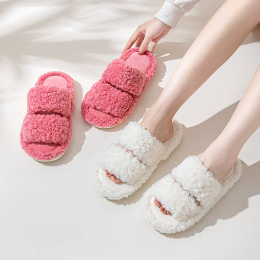 HOME CANDY COLOR BAR CURLY COTTON SLIPPERS_CWSHS0826