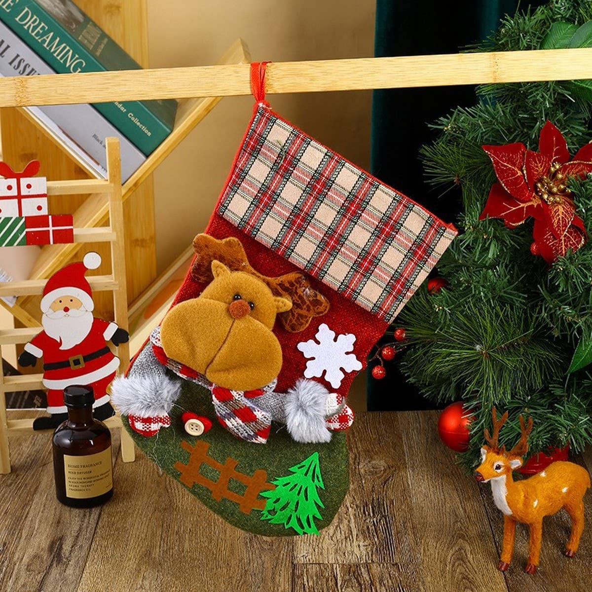 SEQUINED 3D SANTA CLAUS CHRISTMAS STOCKINGS