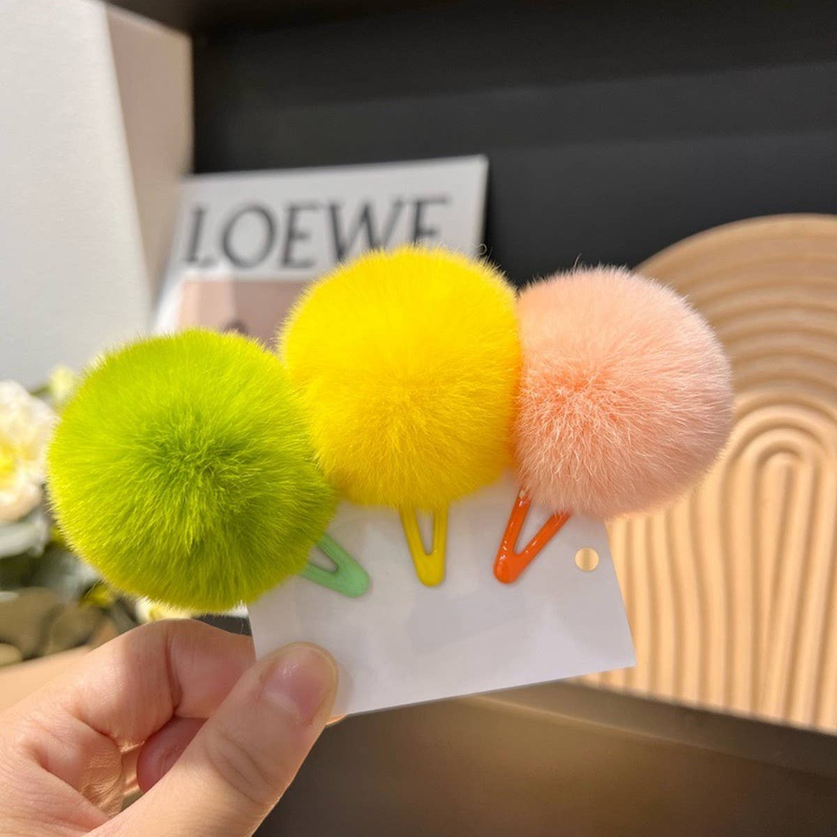 COLORFUL POM-POM BANGS CUTE MINI HAIR CLIP