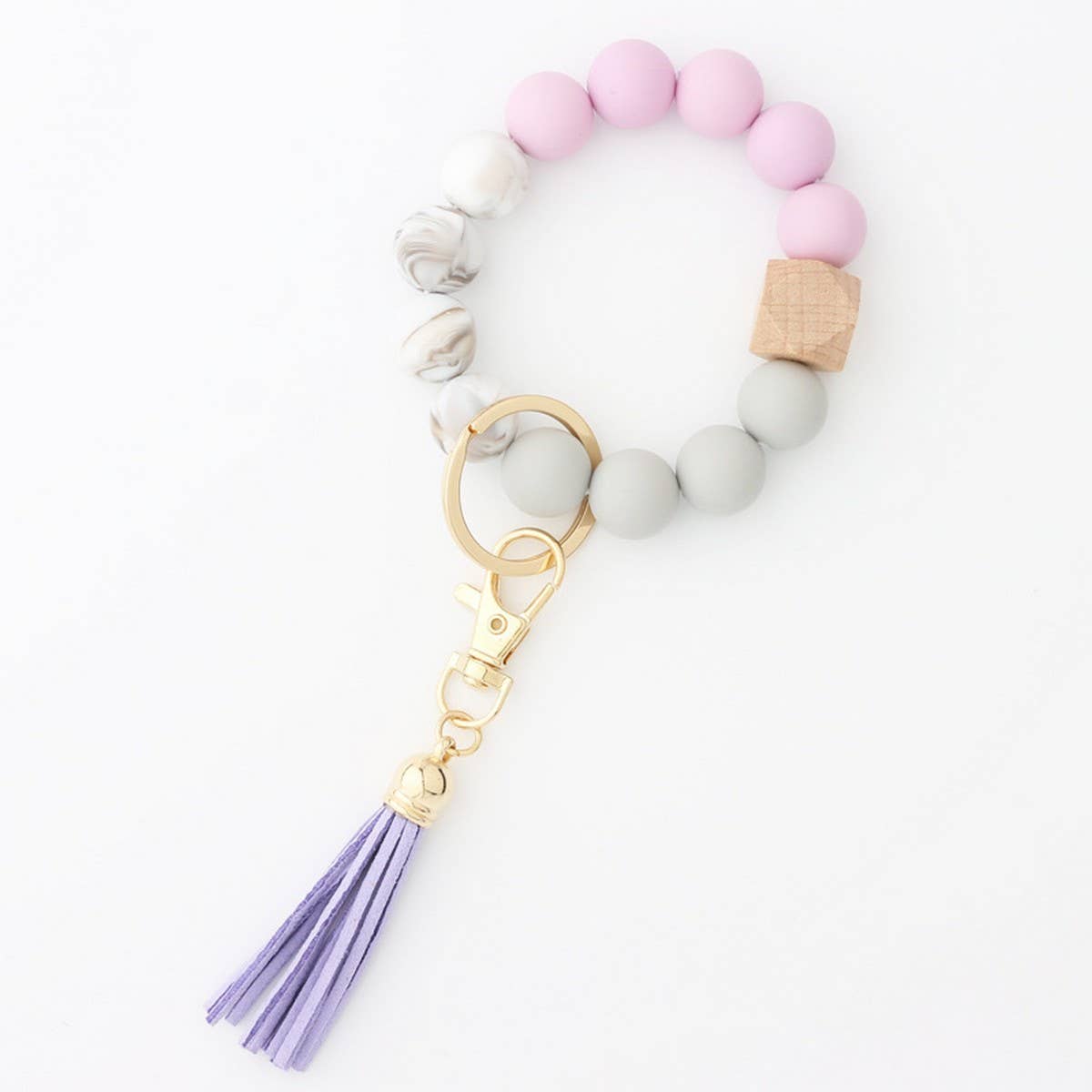 Tassel Bead Keychain Bracelet with Silicone Beads