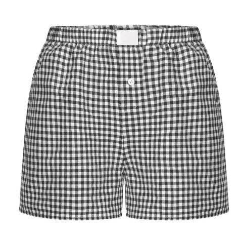 Retro plaid casual high-waisted loose shorts