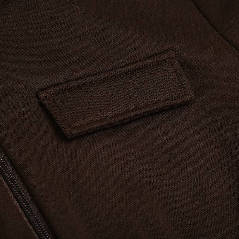 SOLID COLOR LOOSE SIMPLE ZIPPER FURRY JACKET