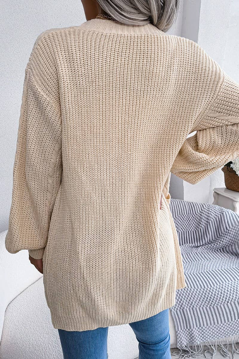 WOMEN CHUNKY CABLE KNIT OPEN FRONT MIDI CARDIGAN_CWOCAL0310