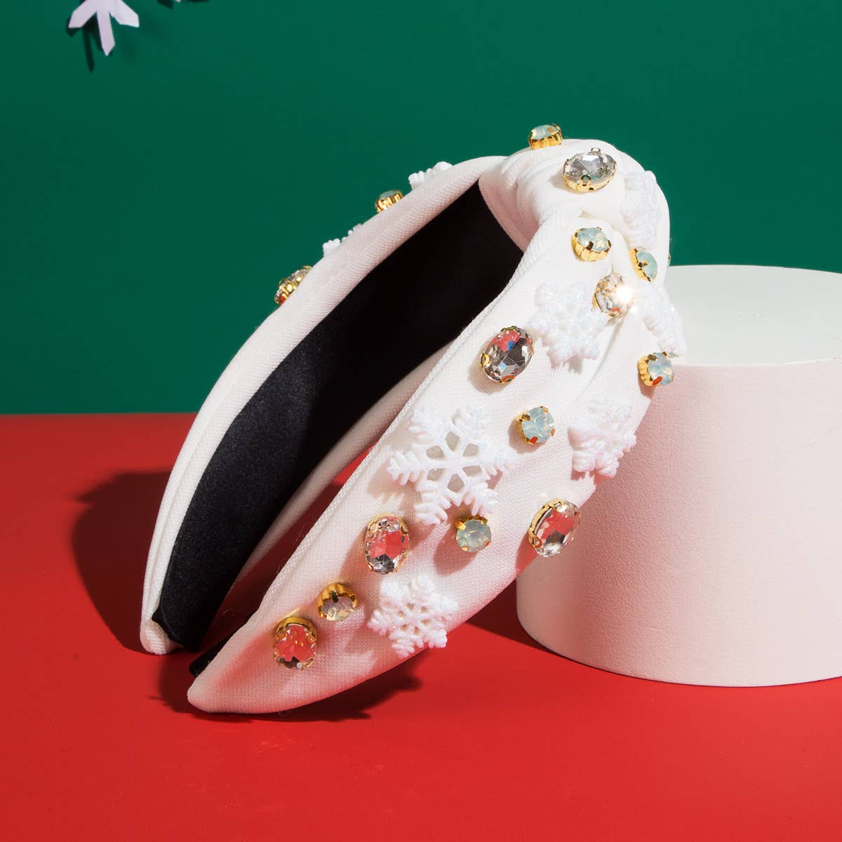 CHRISTMAS FABRIC HEADBAND WITH WIDE EDGE