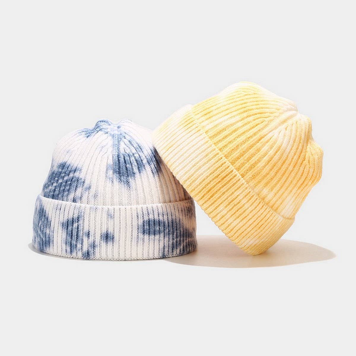 TIE-DYED KNITTED HAT MELON-SHAPED WARM BEANIE HAT_CWAH2077