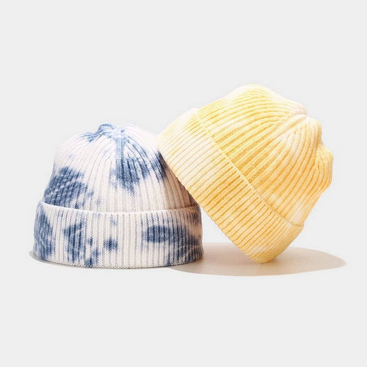 TIE-DYED KNITTED HAT MELON-SHAPED WARM BEANIE HAT_CWAH2077