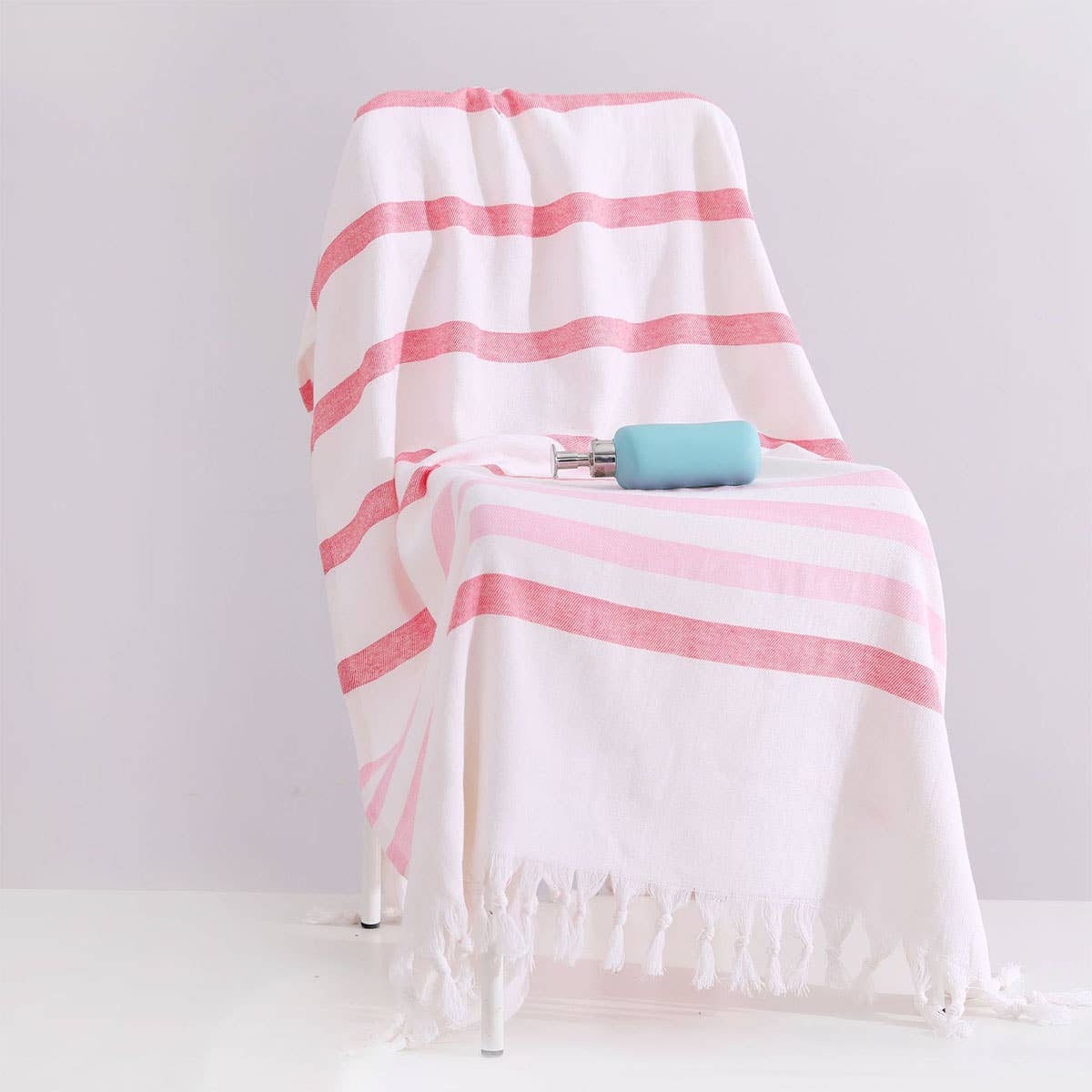 Lightweight Cotton Striped Beach Towel with Tassels