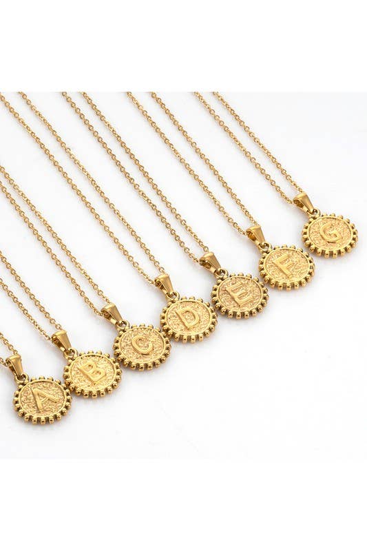 ROUND ALPHABET INITIAL PENDANT NECKLACE