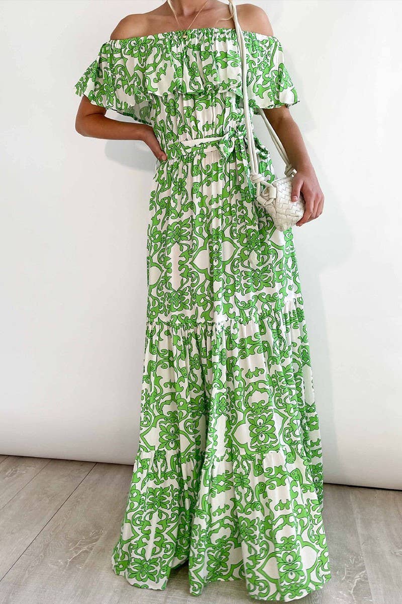 CWDSD7943_OFF SHOULDER FLORAL RUFFLED LONG DRESS