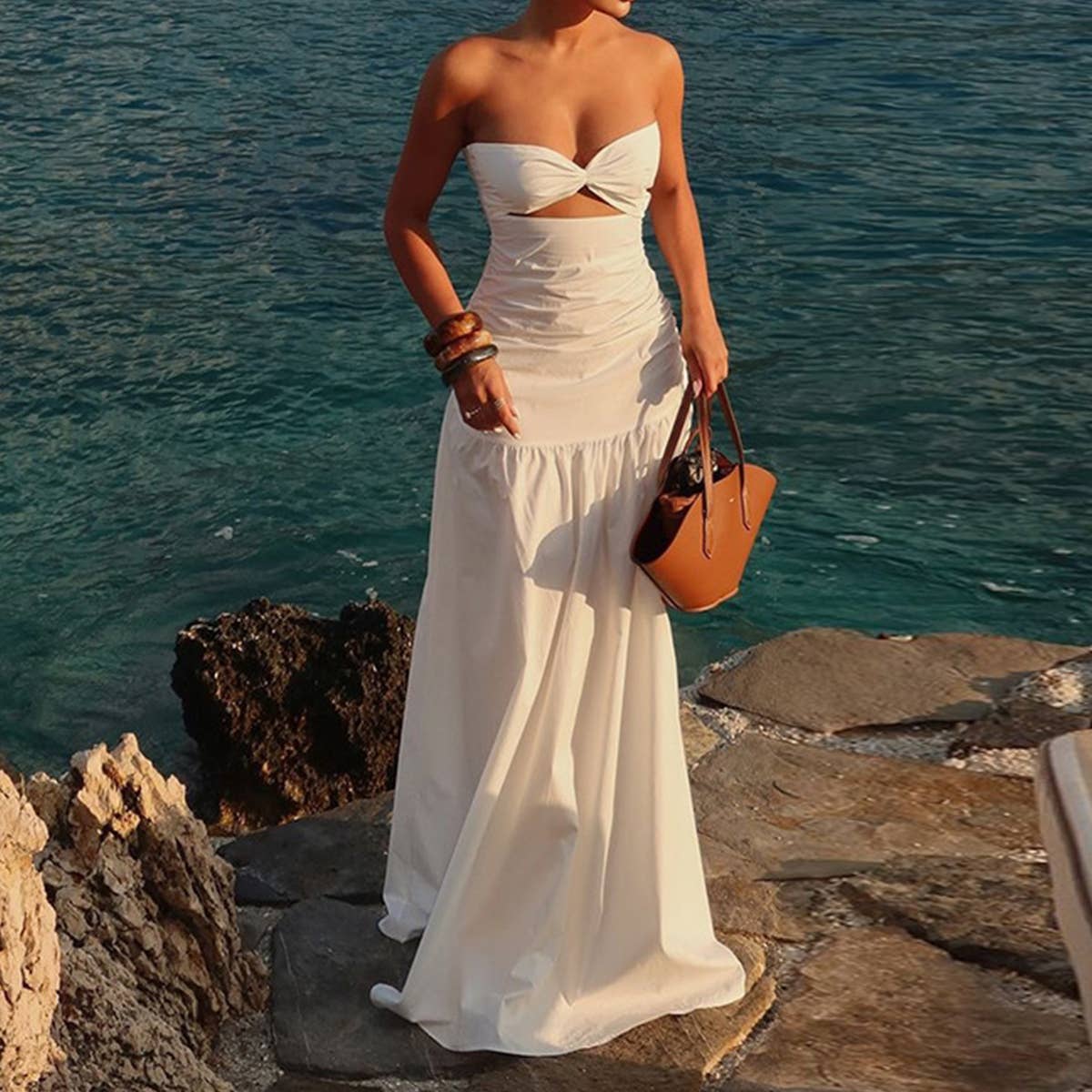 Hollow Out Tube Beach Vacation Dress