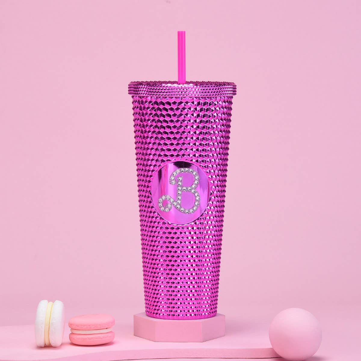 DOUBLE LAYER PORTABLE PLASTIC STRAW DIAMOND CUP