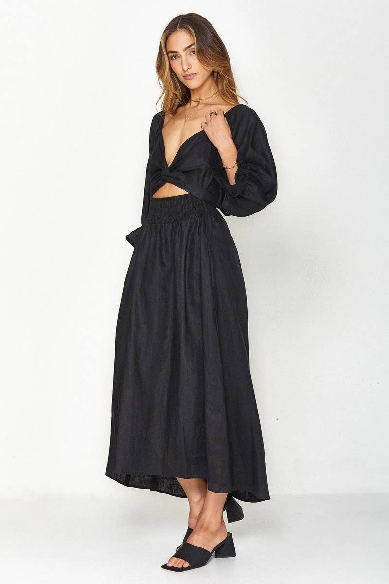 CWDMD5769_V-NECK ELEGANT MID-LENGTH SLEEVES TWO-WAY DRESS