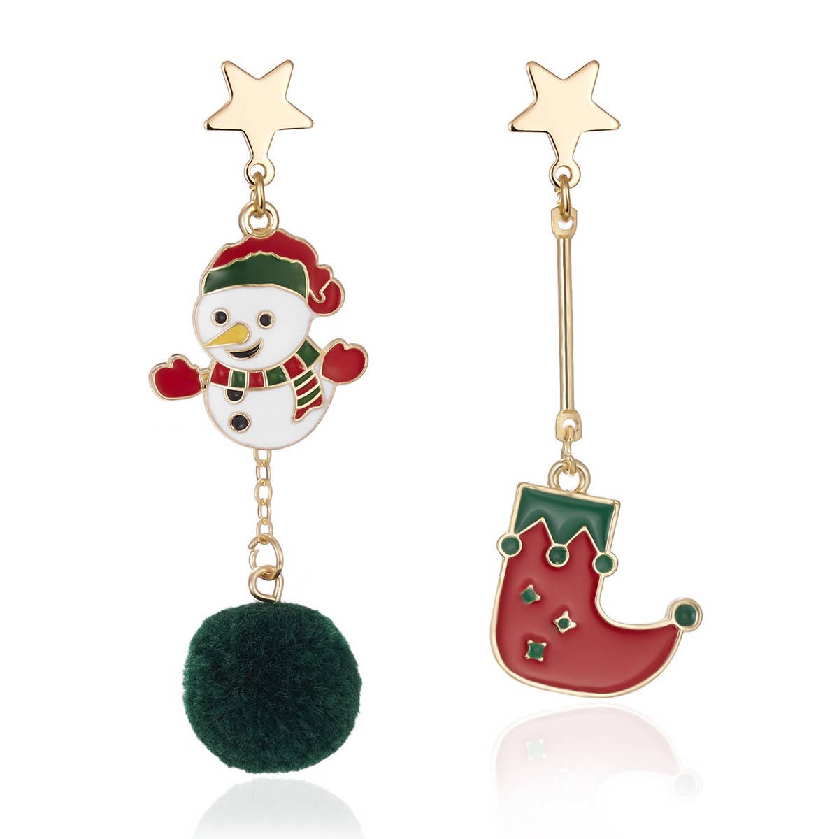 CHRISTMAS STAR BEAR GIFT IRREGULAR EARRINGS