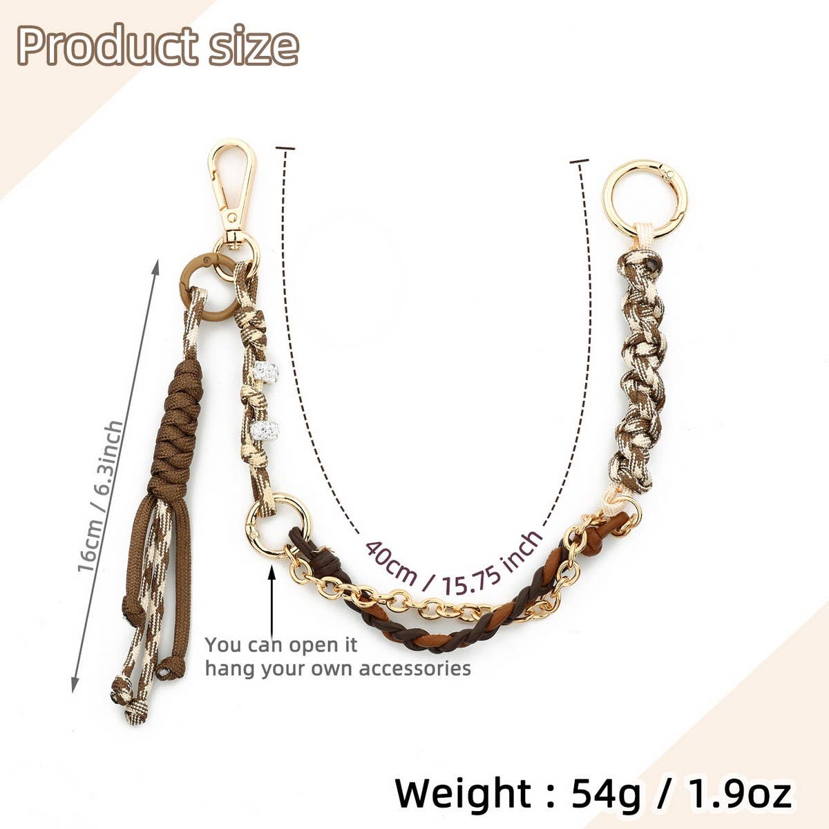 Leather Woven Keychain Handcrafted Bag Charm_CUAB00439