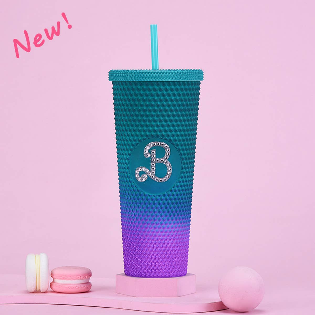 DOUBLE LAYER PORTABLE PLASTIC STRAW DIAMOND CUP