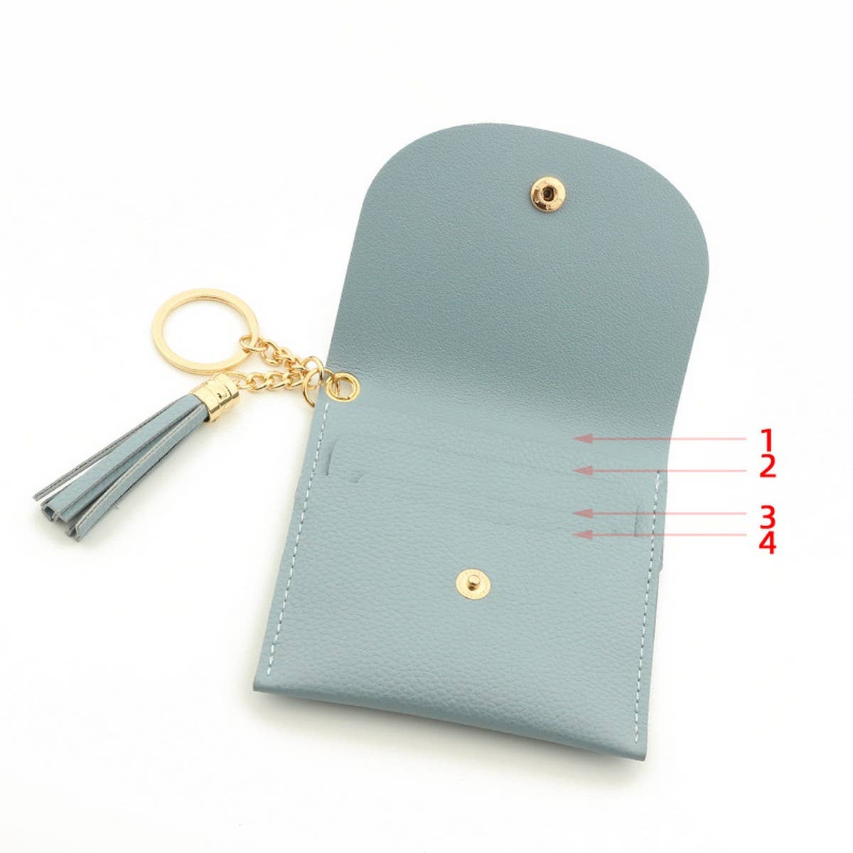 Solid PU Card Wallet with Tassel & Keychain_CWAB4965