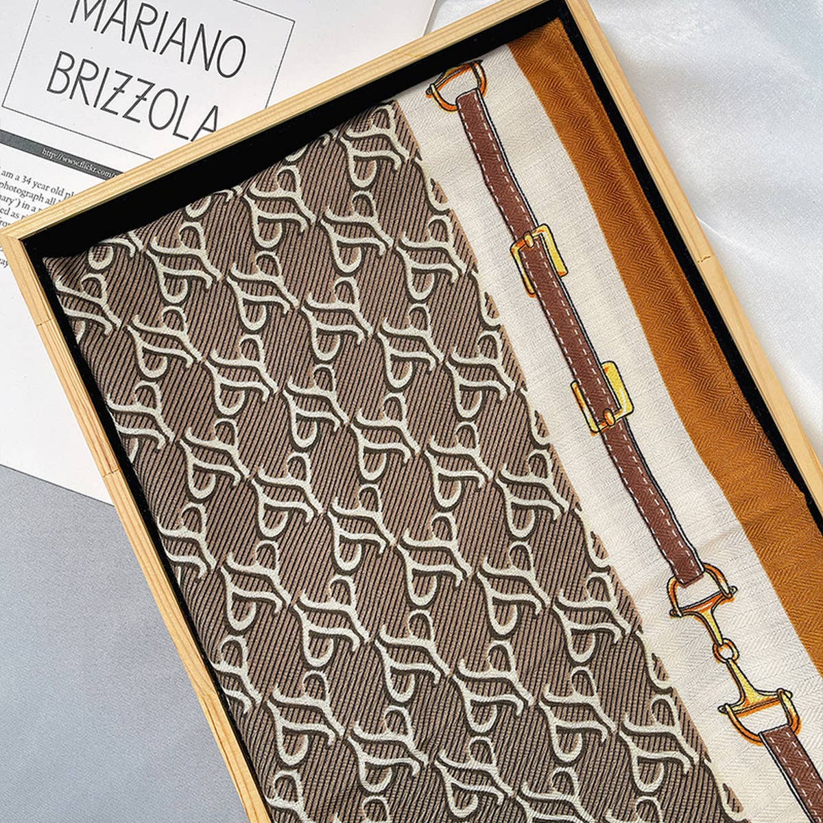 Luxury Chain Print Velvet Scarf,  Wrap