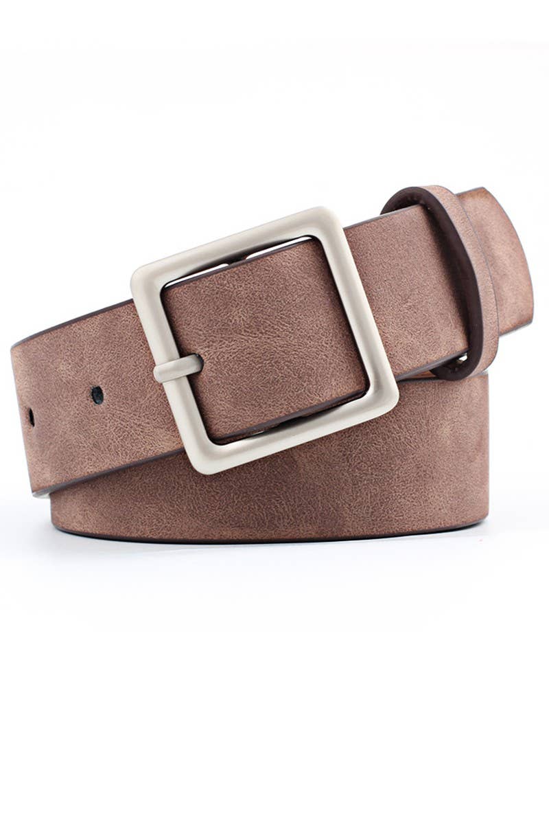 BASIC LEATHERETTE TRENDY SQUARE BUCKLE BELT_CWABE006