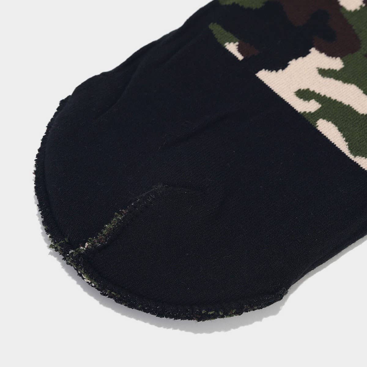 CAMOUFLAGE JACQUARD ROLLED BRIM BEANIE KNITTED HAT_CWAH2078
