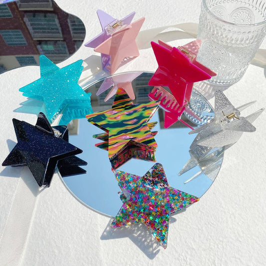 Y2K Star Hair Claw - Colorblock Dopamine Style_CWAHA0568