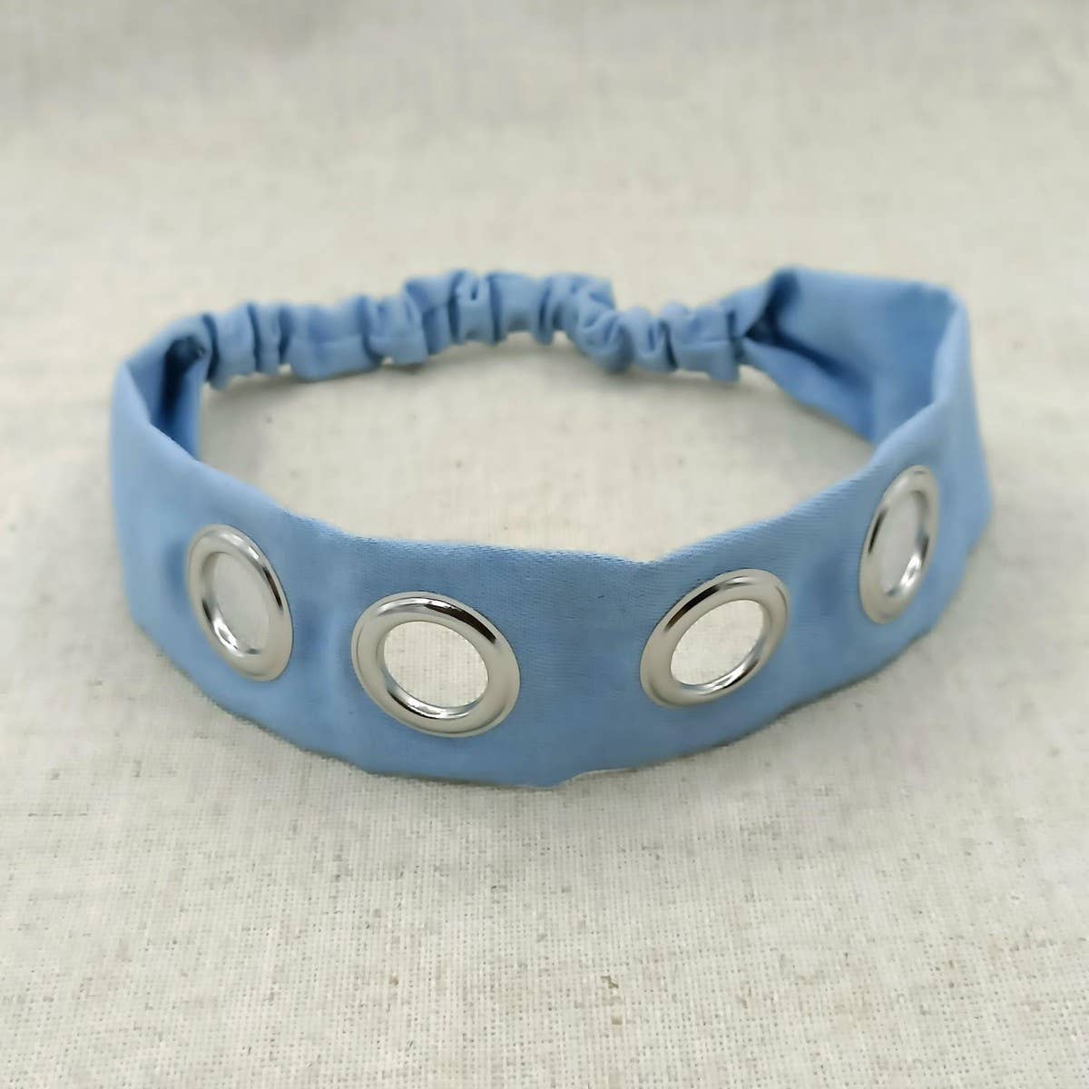 Denim Punk Headwrap with Metal Studs