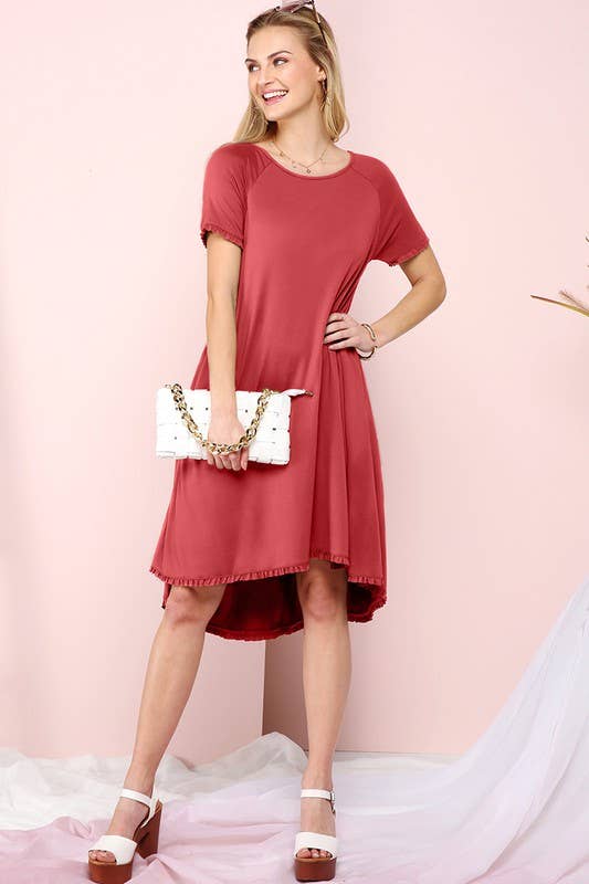 CWDSD10416_RUFFLE DETAIL DRESS WITH SIDE POCKET