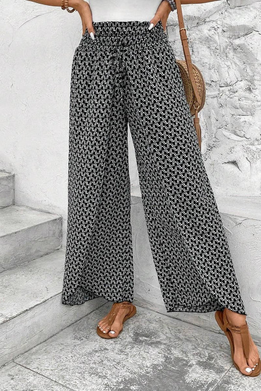 CWBMP0144_SUMMER FASHION FLORAL SPLIT WIDE-LEG PANTS
